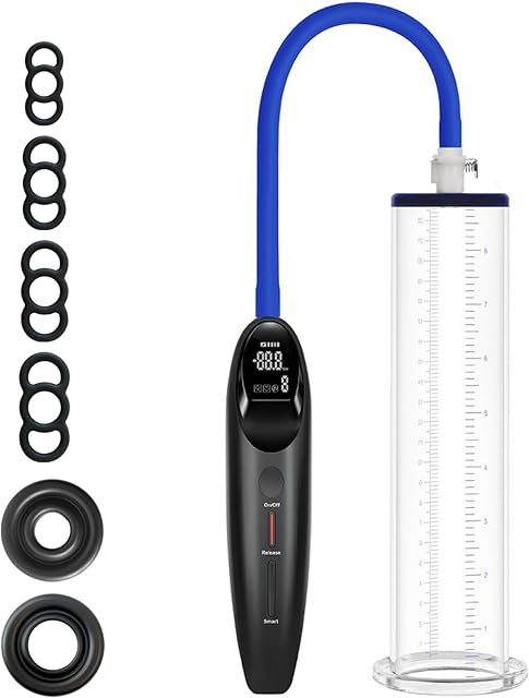 Electric Male Enhancement Pump System,Male Enhancement Vacuum Pump with Gauge 9 x 1.75 inch Cylinder,Manual Mode/Smart Mode, Adult Toys for Men