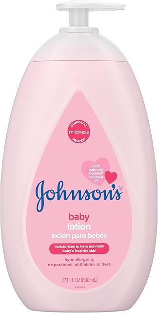 Johnson's Moisturizing Mild Pink Baby Lotion with Coconut Oil for Delicate Baby Skin, Paraben-, Phthalate- & Dye-Free, Hypoallergenic & Dermatologist-Tested, Baby Skin Care, 271 Fl Oz