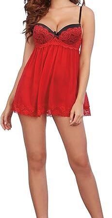 Women's Flirty Mesh and Lace Babydoll with Matching G-string