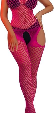 Woman Sexy Lingerie Nightwear Halter Body Stocking One Piece Fishnet Mini Top and Tights