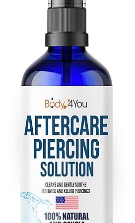 BodyJ4You Piercing Aftercare Spray - Saline Solution Natural Keloid Bump Removal - Ear Piercing Cleaner Nose Septum Belly Button Cartilage - Sea Salt Aloe Vera Rosemary - Fine Mist 2 Fl Oz