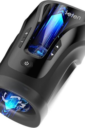 Leten King Pro Min Automatic Quickshot Male Masturbator Cup with Voice & 10 Thrusting & Sucking Stimulate Electric Penis Stroking Ultra Long Telescopic Cock Stroker Dual Open Auto Pocket Pussy Sleeve