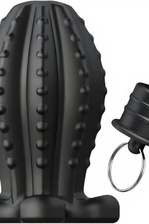 Hollow Anal Plug with Viewing Window and Cap - Premium Silicone Butt Plug, Waterproof, Textured for Enhanced Stimulation Unisex Masturbation Anal Expansion Toy (M)