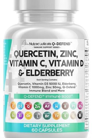 Clean Nutraceuticals Quercetin Zinc Vitamin C Vitamin D Bromelain Elderberry - Lung Immune Support Supplement Adults with Artemisinin, Sea Moss, Echinacea, Allergy Relief