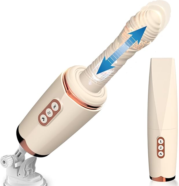 Beige Heating Thrusting Sex Machine for Women, Silicone Dildo Machine with 7 Vibration & 7 Thrusting Modes, Automatic Adult Sex Toy for Women