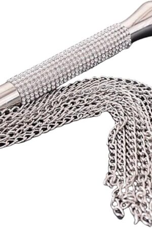 BDSM Metal Chain Whip Diamond Handle Aluminium Flog Flogger Fetish Slave Sub Sex Toy Bondage SM Ass Spanking Bondage Slave for Beginner