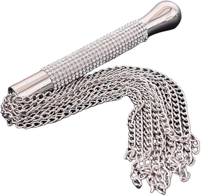 BDSM Metal Chain Whip Diamond Handle Aluminium Flog Flogger Fetish Slave Sub Sex Toy Bondage SM Ass Spanking Bondage Slave for Beginner