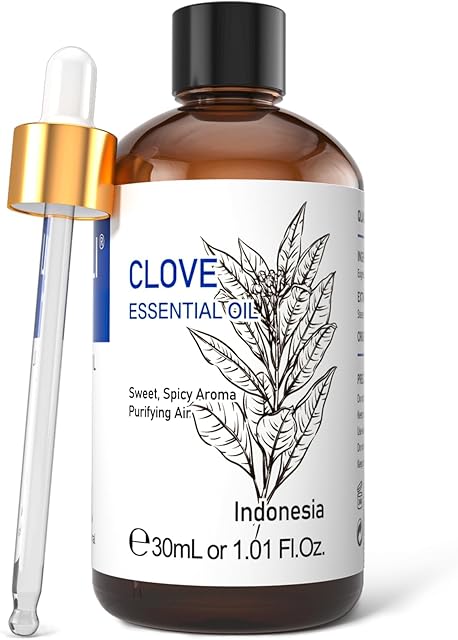 HIQILI 1 Fl Oz Clove Oil for Teeth and Gums, Oral Care, DIY Clean Spray, Aromatherapy, 100% Pure Natural Premium - 30ml