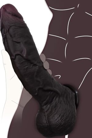 11 inch Black Huge Thick Dildo, Dual Density Silicone Soft Real Skin Touch Big Dildo, Flesh Realistic Large Penis with Powerful Suction Cup, Classic Adult Sex Toys, Vaginal Anal Pleasure for Women Men