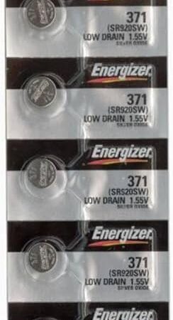 Energizer Batteries 371 / 370 (SR920W SR920SW) Silver Oxide Watch Battery On Tear Strip, 5 Pack