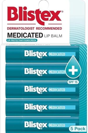 Blistex Medicated Lip Balm, 015 Ounce, Prevent Dryness & Chapping, SPF 15 Sun Protection, Seals in Moisture, Hydrating Lip Balm, Easy Glide Formula for Full Coverage, 1 Pack