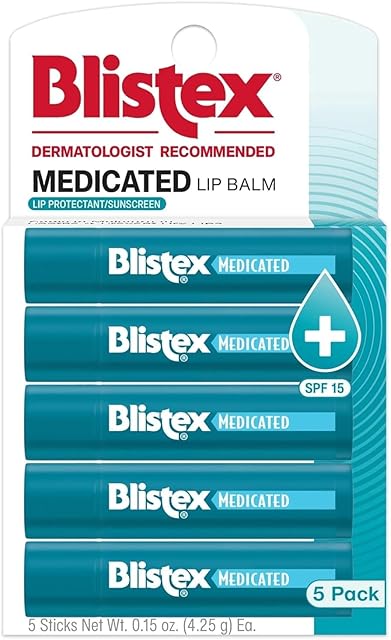 Blistex Medicated Lip Balm, 015 Ounce, Prevent Dryness & Chapping, SPF 15 Sun Protection, Seals in Moisture, Hydrating Lip Balm, Easy Glide Formula for Full Coverage, 1 Pack