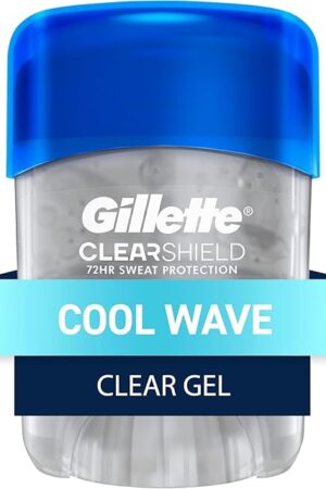 Gillette Antiperspirant and Deodorant for Men, 72hr Sweat & Odor Protection, Long Lasting Freshness, Anti-White Mark Technology, Clear Gel, Cool Wave Scent, 0.5 oz