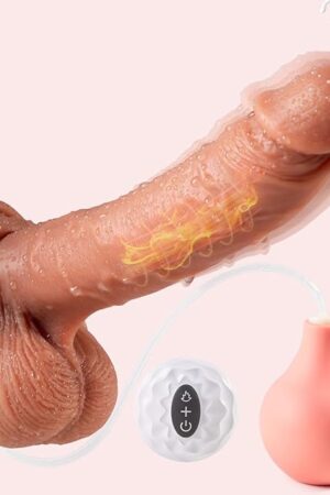 9'' Silicone Vibrating Squirting Dildo with Remote Control 7 Vibration Modes, Realistic Ejaculating Penis Adult Sex Toy with Enema Bulb & Strong Suction Cup for Women G-Spot and Anal Prostate Play