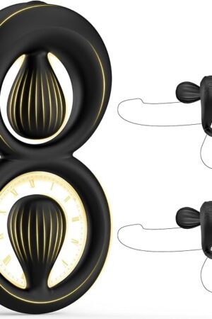 Vibrating Cock Ring with Dual Adjustable Beads, Silicone Penis Ring Vibrator for Couples Clitoral Perineum Stimulator, 10 Vibration Modes for Enhanced Pleasure & Male Erection, Adult Sex Toys for Men