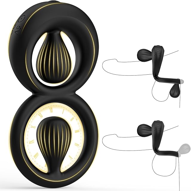Vibrating Cock Ring with Dual Adjustable Beads, Silicone Penis Ring Vibrator for Couples Clitoral Perineum Stimulator, 10 Vibration Modes for Enhanced Pleasure & Male Erection, Adult Sex Toys for Men