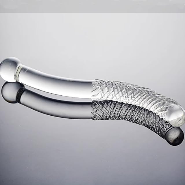 Glass Double Dildo Adult Sex Toys for Couples, Clear Dildo Glass Butt Plug Anal Toy Curved Dildo for G Spot Stimulator Prostate Massager, Realistic Dildos Anal Sex Toys for Men Women