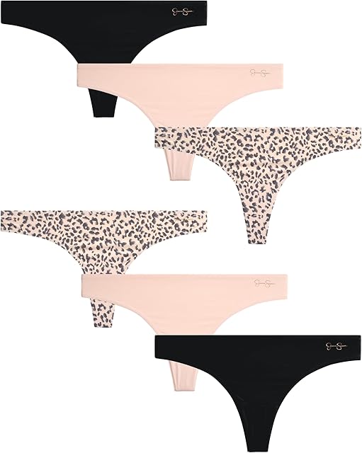 Women's Thong Panties - 6 Pack Seamless Lace Microfiber Underwear for Women (S-XL)