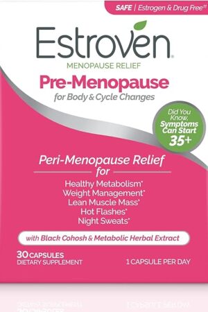 Estroven Pre-Menopause Relief, 30 Ct, Clinically Proven Ingredients, Provides Menopause Relief plus Night Sweats & Hot Flash Relief, Drug-Free or Estrogen Free