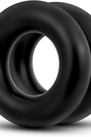 Eden Sex Toys - Oversized Donut Cock Rings (Set of 2) - Enhance Erection, Stamina & Girth with Superior Fit - Smooth & Thick Stretchy Penis Rings - Lasting Hardness & Performance Boost for Men - Black