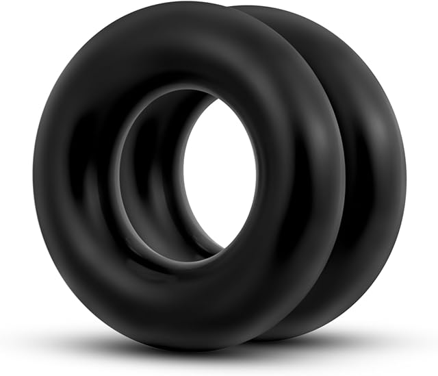 Eden Sex Toys - Oversized Donut Cock Rings (Set of 2) - Enhance Erection, Stamina & Girth with Superior Fit - Smooth & Thick Stretchy Penis Rings - Lasting Hardness & Performance Boost for Men - Black