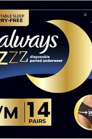 Always ZZZ Overnight Disposable Period Underwear for Women Small/Medium, 360? Coverage for Worry-Free Nights, 14 Count (2 Packs of 7)