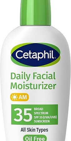 Cetaphil Face Moisturizer, Daily Oil Free Facial Moisturizer with SPF 35, For Dry or Oily Combination Sensitive Skin, Fragrance Free Face Lotion