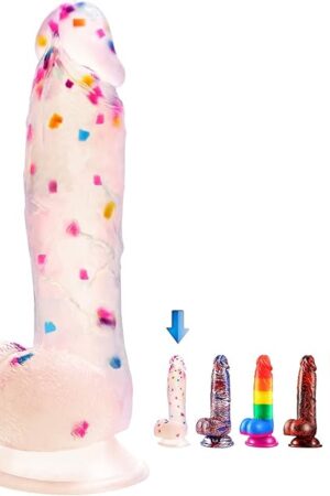 7.6 Inch Colorful Realistic Dildos, Human Safety Material,Medical Silicone, with Powerful Suction Cups, Suitable for Women/Men/Gay, Adult Toys for Women or Beginer (Colorful)