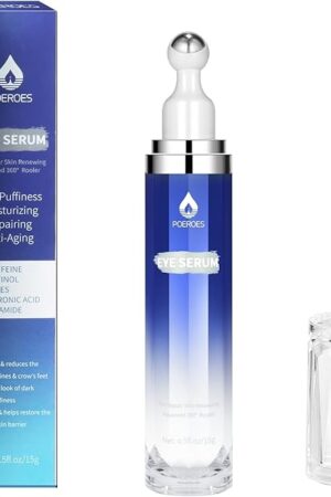 Eye Serum with 8% Caffeine 8% Retinol Hyaluronic Acid Niacinamide peptides for Puffy Bags Fine Lines Dark Circles Wrinkles, Under Eye Cream with 360? Roller Massage Ball, 05 fl oz