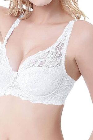 Women's Sexy Lace Sheer Balconette Bralette Underwire Push up Bra Plus Size Lightly Padded Breathable Daily Lingerie