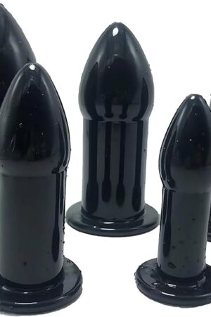 Anal Plug Trainer Sets 5PCS Silicone Anal Dilator Butt Plug, Hollow Anal Expander Dildo Kit Adult Sex Toys for Men Women (Black)