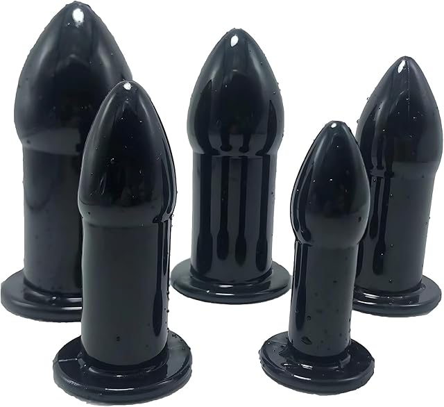 Anal Plug Trainer Sets 5PCS Silicone Anal Dilator Butt Plug, Hollow Anal Expander Dildo Kit Adult Sex Toys for Men Women (Black)