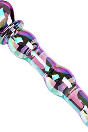 7 inch Colored Glass Dildo Crystal Anal Plug, Fantasy Anal Bead Dildo Penis for G spot or P-Spot Stimulation, Heart Shaped Crystal Anal Butt Plug Massager Adult Sex Toy for Men and Women Couples