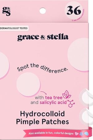 grace & stella Award Winning Pore Strip - Pimple Patches for Face - Hydrocolloid Acne Patches for Shrinking Zits, Breakouts - Spot Stickers - Dermatologist-Tested, Vegan (Invisible, 36 Count)