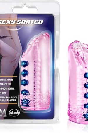 Blush Novelties M for Men Sexy Snatch Stroker Realistic Masturbator - 5 Rows of Massaging Pleasure Beads - Open Ended for Easy Cleaning and Warms to The Touch - Solo or Couples Play - Sex Toy for Men
