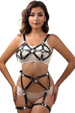 Harness Lingerie Set with Adjustable Waist and Thigh Straps, Chest Harness for Women Harness Belt Sleek and Sexy Lingerie Sex Bondage Harness Bondage Gear & Accessories Sex Toys Black