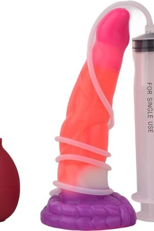 8.07" Luminous Squirting Dildo Silicone Anal Dildo Butt Plug Toy for Women, Realistic Ejaculating Dildo Suction Cup Dildo Adult Sex Toy, Flexible Dildo Anal Plug