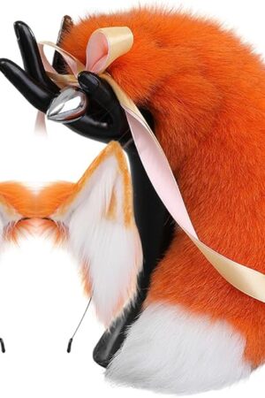 Artificial Handmade,Butt Plug Fox Tail,Orange-White,Anal Stainless Steel,Anal Plug,Sexy Anus Toy,SM Props,Cosplay Sex Toys Set,Female Anal Expander,Coloured Tail-40Tail||2.8CM Anal Plugs