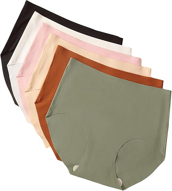 Women's 6-Pack Seamless No Show Underwear Sexy Mid Rise Moisture Wicking Breathable Cheeky Underwear for Women