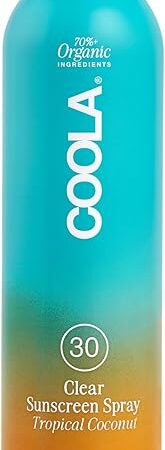 COOLA Organic Sunscreen SPF 30 Sunblock Spray, Dermatologist Tested Skin Care for Daily Protection, Vegan and Gluten Free, Tropical Coconut