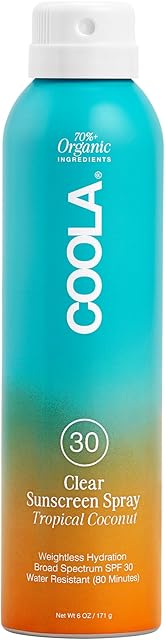 COOLA Organic Sunscreen SPF 30 Sunblock Spray, Dermatologist Tested Skin Care for Daily Protection, Vegan and Gluten Free, Tropical Coconut