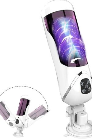 Electric Male Masturbator Cup Sex Toys for Men Automatic Vibrating Telescopic Rotating Sucking Masturbating Cup for Men 2 in 1 Vacuum Pump Penis Stimulator Masturbation Sex Toys for Adult (White)