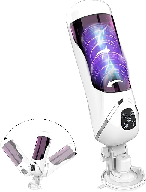 Electric Male Masturbator Cup Sex Toys for Men Automatic Vibrating Telescopic Rotating Sucking Masturbating Cup for Men 2 in 1 Vacuum Pump Penis Stimulator Masturbation Sex Toys for Adult (White)