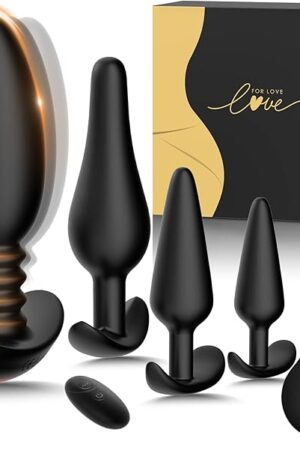 Anal Butt Plug Set Sex Toys- 5PCS Vibrating Butt Plug Anal Vibrator Toys Training Kit with 10 Vibration Modes, Prostate Massager Remote Control Plugs, Adult Sex Toy for Men Women or Couples