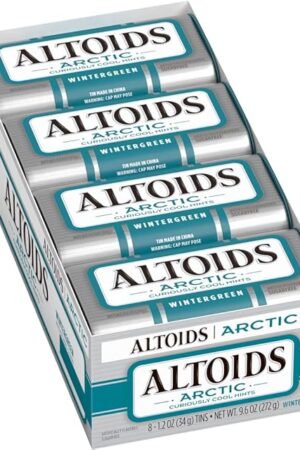 ALTOIDS Arctic Wintergreen Breath Mints Sugar Free Hard Candy Bulk, 12 oz Tin (8 Pack)