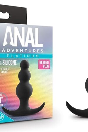 Blush Novelties Anal Adventures Platinum Beaded Silicone Butt Plug - Flared Base for Safety Comfort & Wearability - Designed for Anal & Prostate Play - Increased Bead Sizes - Smooth Sex Toy