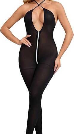 Womens Fishnet Bodystocking Cut Out Lingerie Mesh Bodysuit One Piece Babydoll Rave Outfits