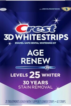 Crest 3D Whitestrips Age Renew ? Teeth Whitening Kit, 21 Treatments, Each with 1 Upper/1Lower, 42 Strips ? Crest 3DWhite Teeth Whitening Strips