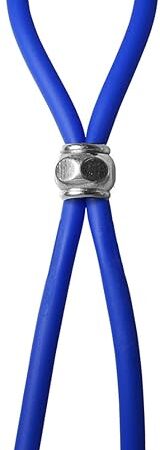 Cock Ring Adjustable Silicone Blue Cord with Stainless Steel Hex Bead for Tension Control Tight Accurate fit