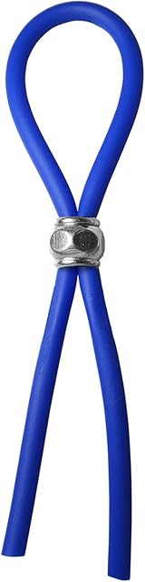 Cock Ring Adjustable Silicone Blue Cord with Stainless Steel Hex Bead for Tension Control Tight Accurate fit